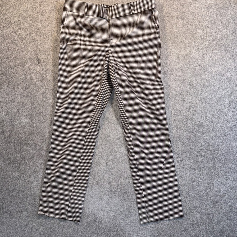 Banana Republic Mad Men Ankle Pants 0P Black Gingham Cotton Stretch
